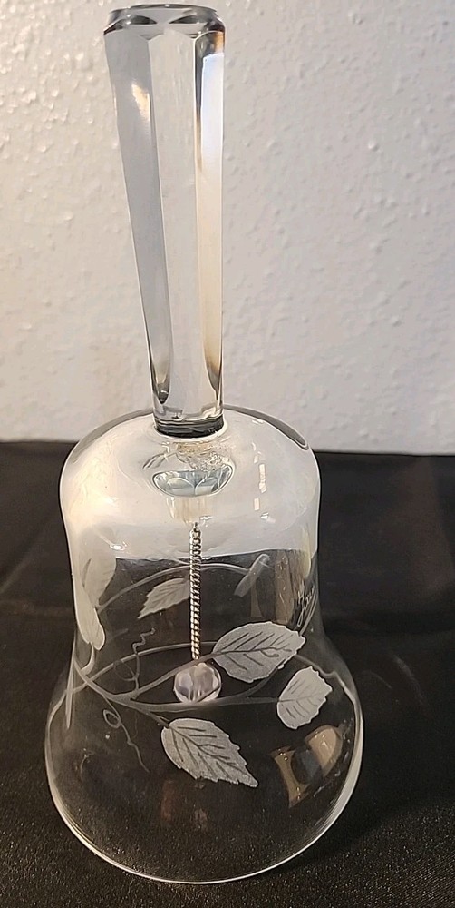 Large 8" Glass Etched Bell Vntg
