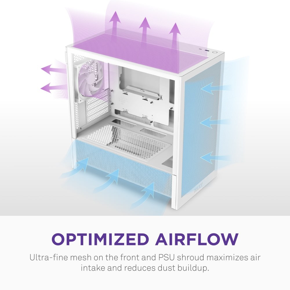 NZXT - H3 Flow Micro-ATX High-Airflow PC Case - White