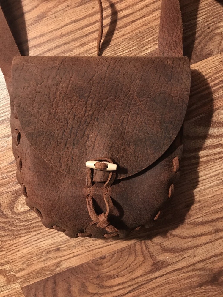 Handcrafted brown Leather Bag, muzzleloading hunting possible bag,black powder
