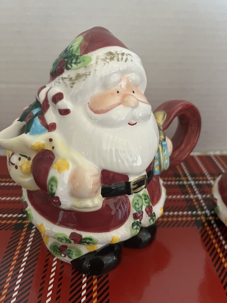 Vtg/Mr/Mrs Claus/sugar/creamer/Ceramic /6”/spoon Missing/mint