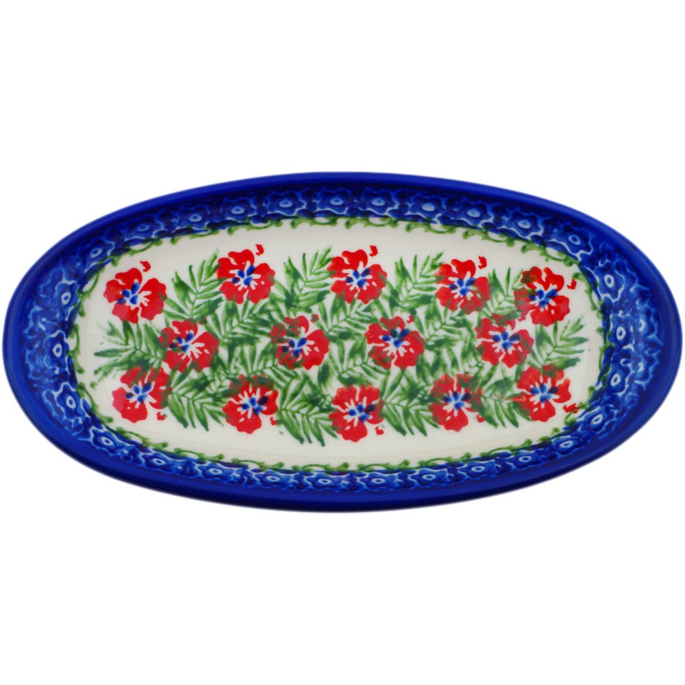Polish Pottery Condiment Dish 7" Midsummer Bloom