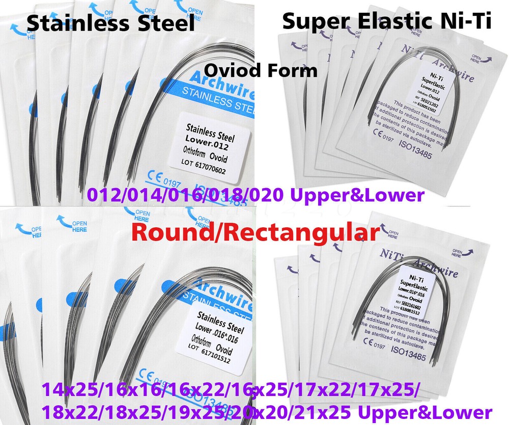10pack  Ortho Arch Wire Super Elastic Niti/SS Round Rectangular Ovoid Form