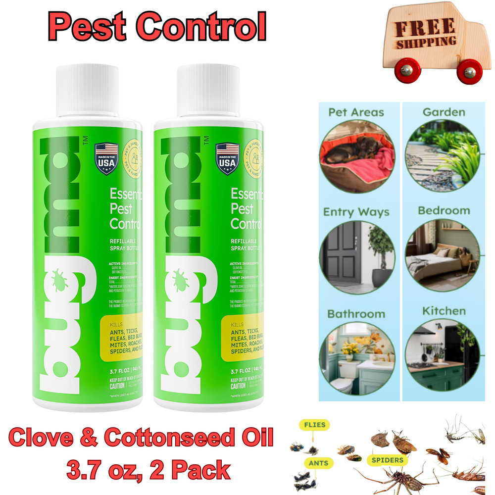 BugMD Pest Control Essential Oil Concentrate for Home Bed Bug Spray 3.7Oz 2PACK