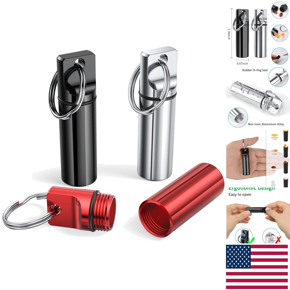 Multi-Functional Pill Organizer Keychain - Waterproof and Portable 3 Pack