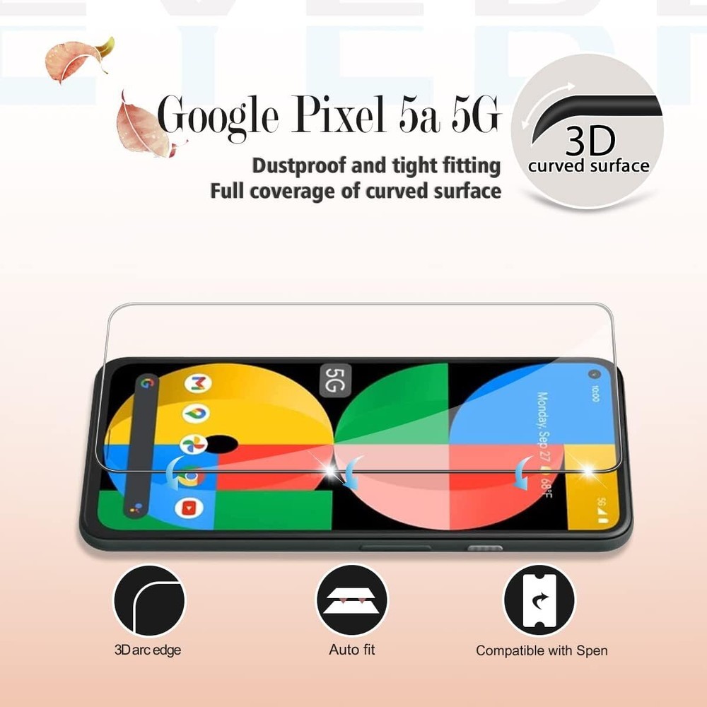 2Pack Premium Tempered Glass Screen Protector For Google Pixel 5 / 5a