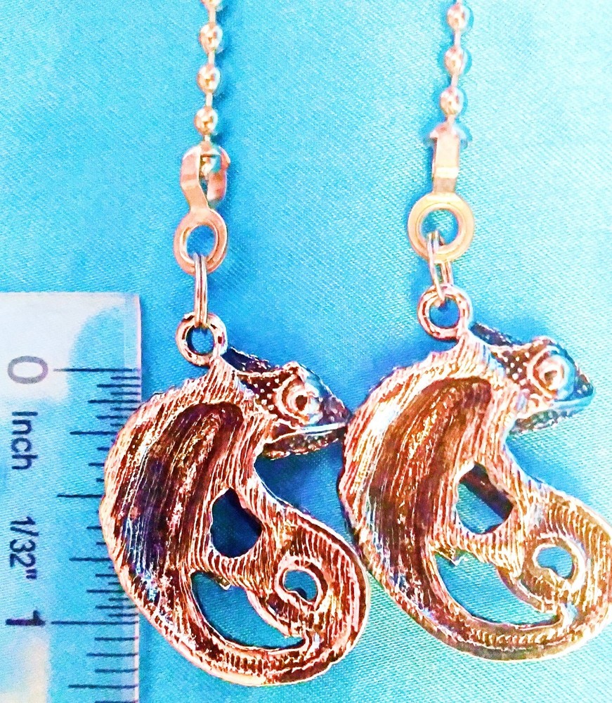 Set of Two ~ CHAMELEON Lizard Metal ~ Ceiling Fan Pulls