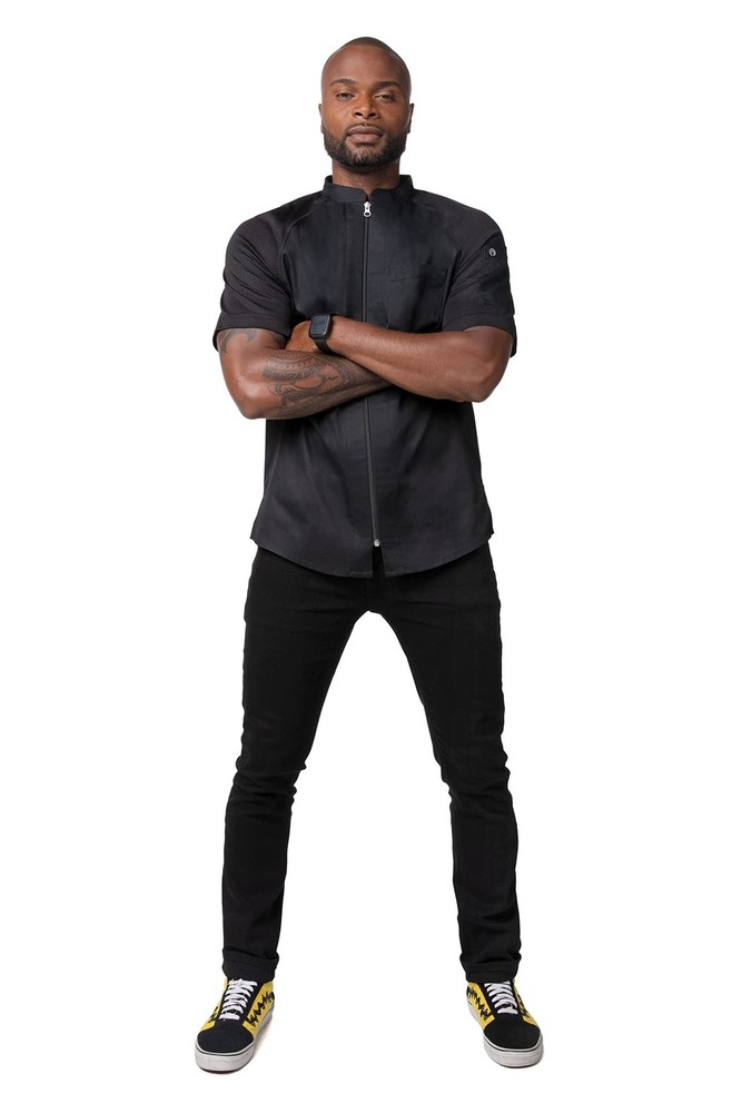 Chef Works Men's Arcadia Chef Coat Medium Black