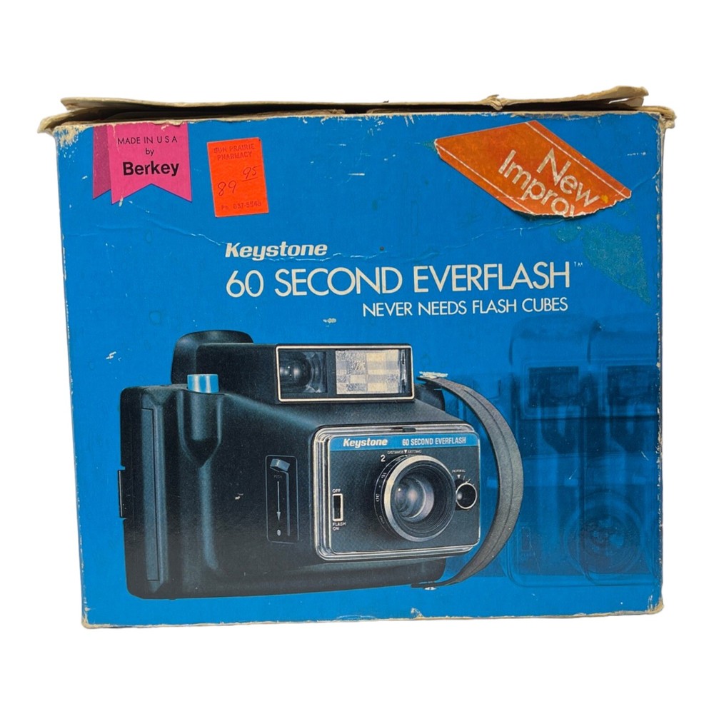 Vintage Keystone 60 Second Everflash Camera with Box and Manuals made by Berkey