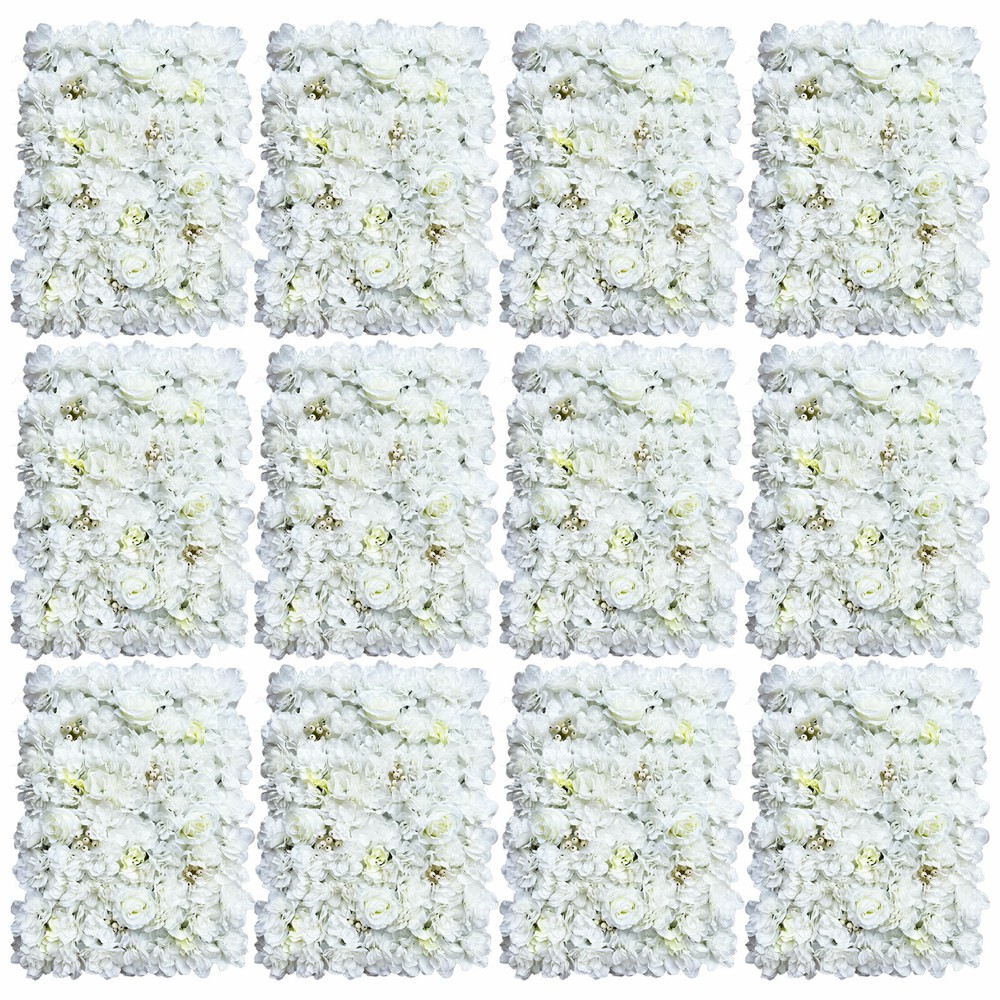 12PC Artificial Flower Wall Panel Wedding Backdrop Event Party Flower Wall Panel