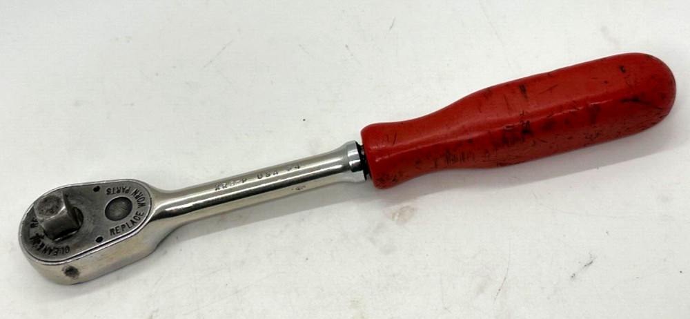 🇺🇸 MAC Tools USA 3/8" DR Ratchet RED Socket Wrench Pear Fixed Head 8" Long