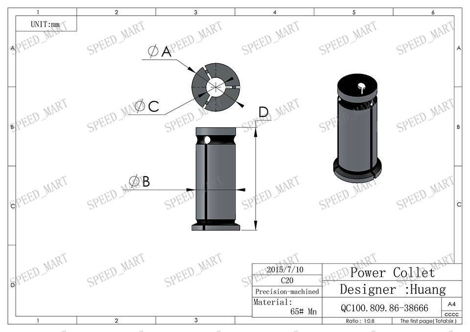 9mm C20 Straight Collet chuck 65Mn C20-9MM