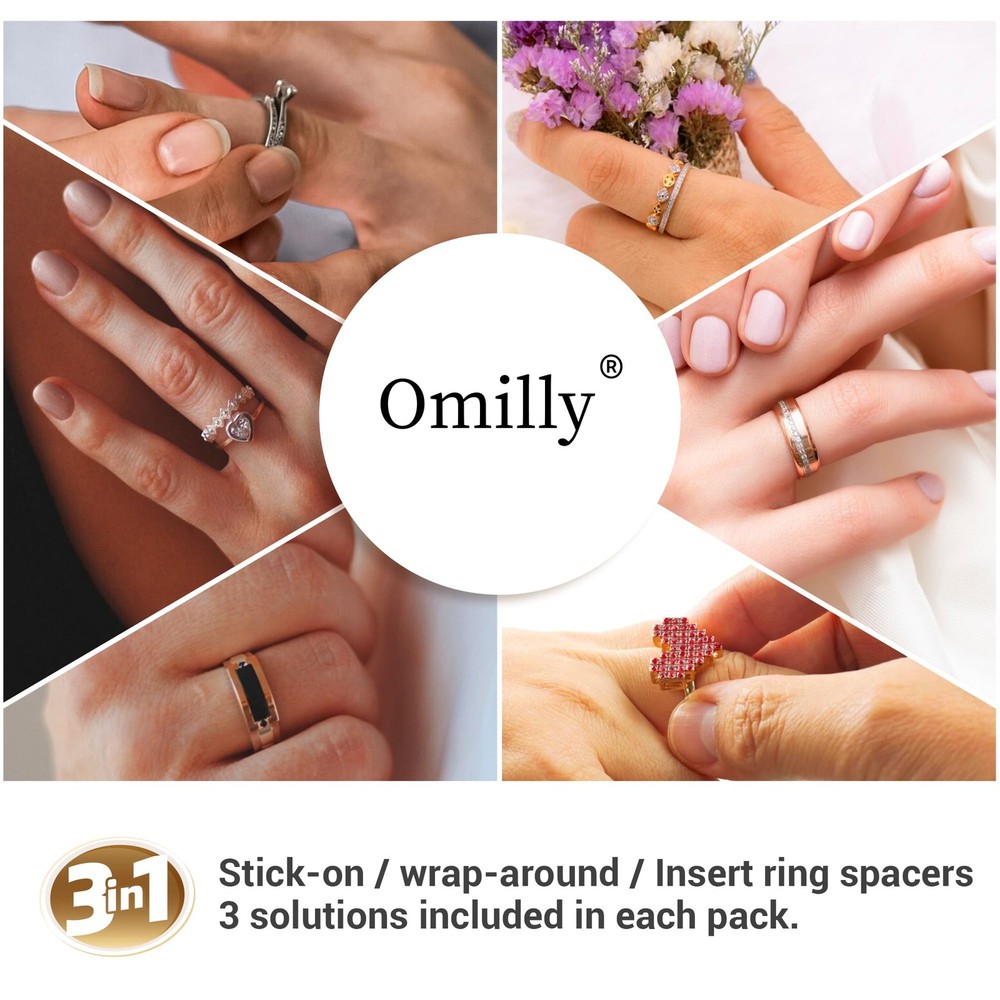 Ring Sizer Adjuster for Loose Rings, 64-Piece Set with 3 Types (Spiral...