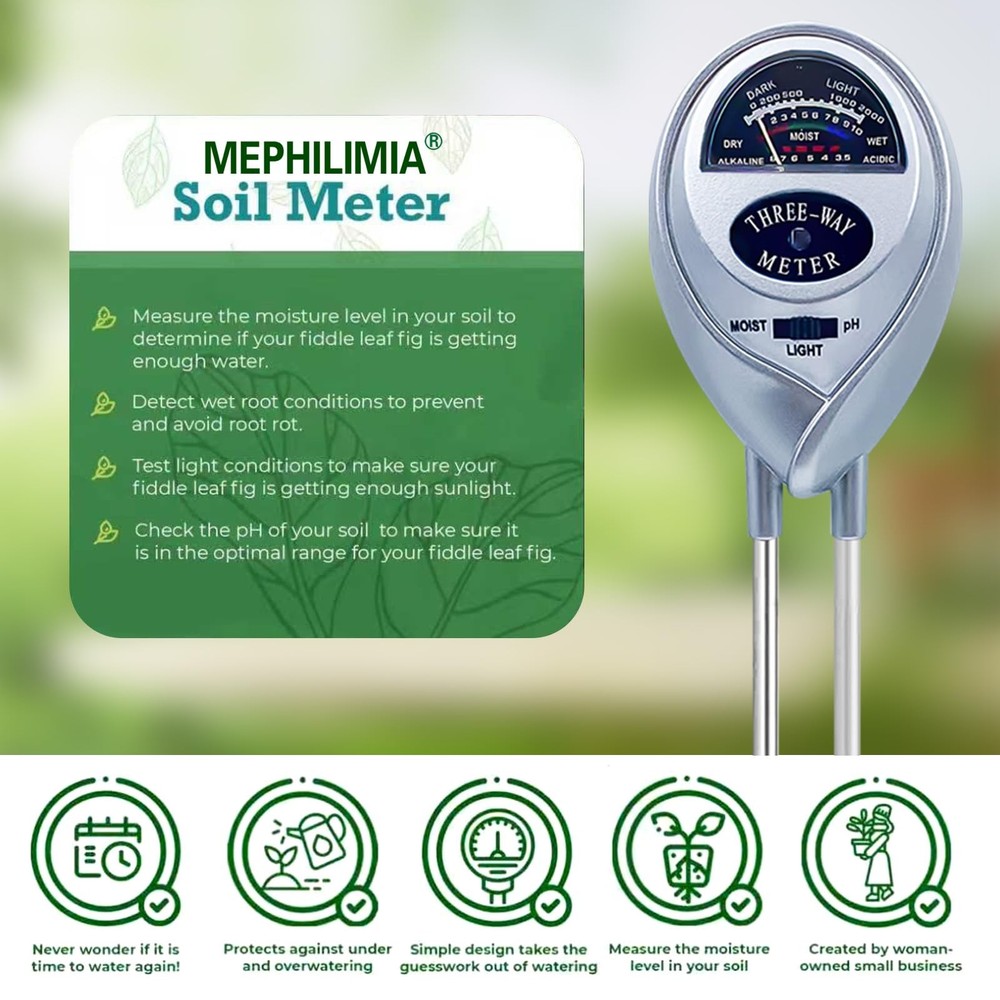 Soil Tester, pH Meter, 3-in-1 Moisture/Light/pH SILVER