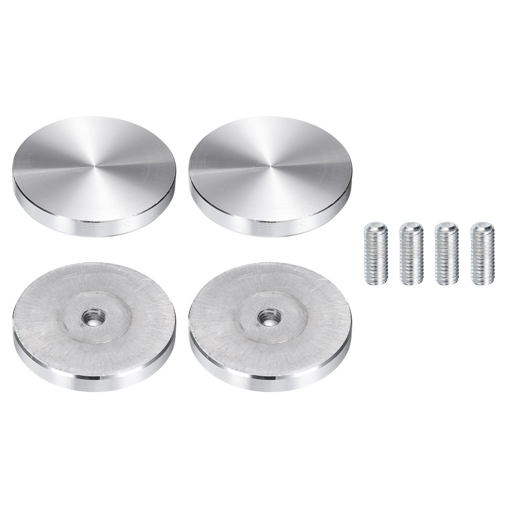 4pcs M8 Thread 50mm Diameter Round Shape Aluminum Disc Hardware, Silver