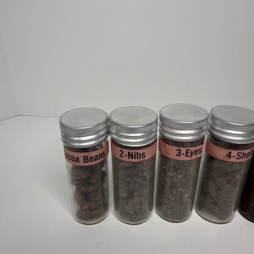 Hershey Chocolate Educational Glass Sample display Never Used Full Bottle