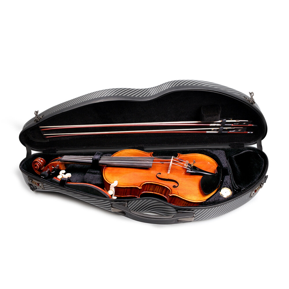 4/4 Black Violin Case Strong Carbon Fiber Violin Cases with Code Lock&Back Strap