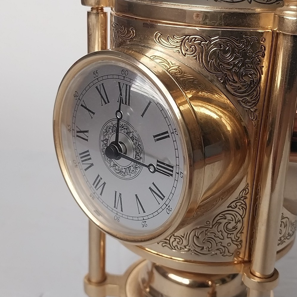 NAUTICAL 3-SIDED BRASS - CLOCK, BAROMETER, THERMOMETER & COMPASS WORKING