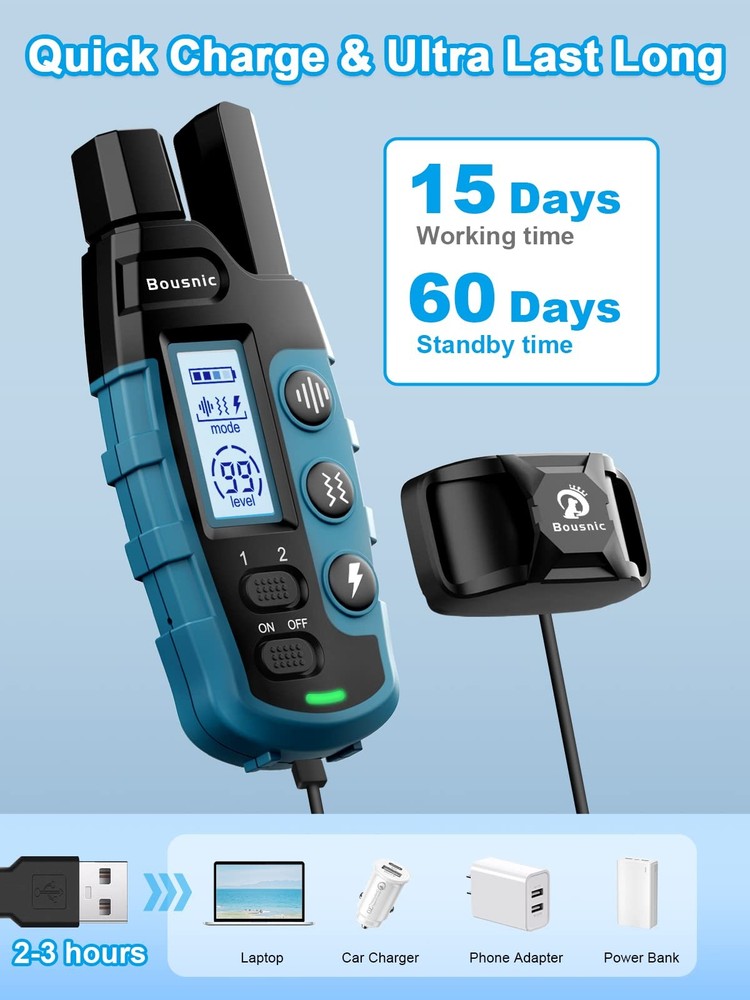 Dog Shock Collar for 2 Dogs, Waterproof Training Device with Remote Control