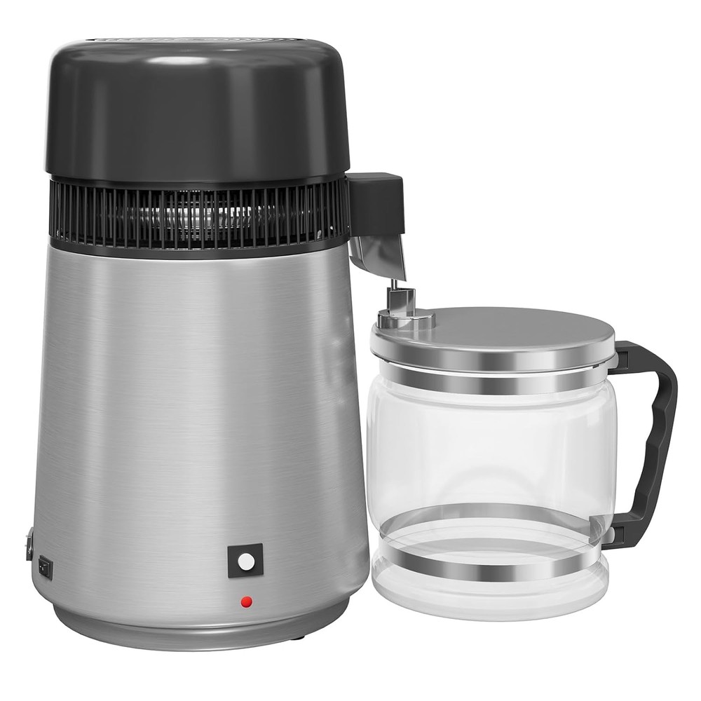 4L Water Distiller 1.1 Gallon 750W Home Water Purifier with Glass Jug Filter Set