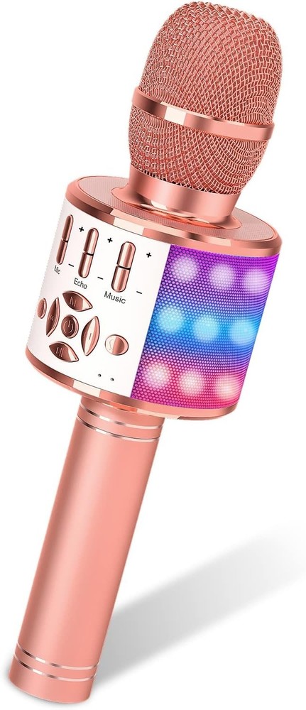 Bluetooth Karaoke Microphone with LED Lights