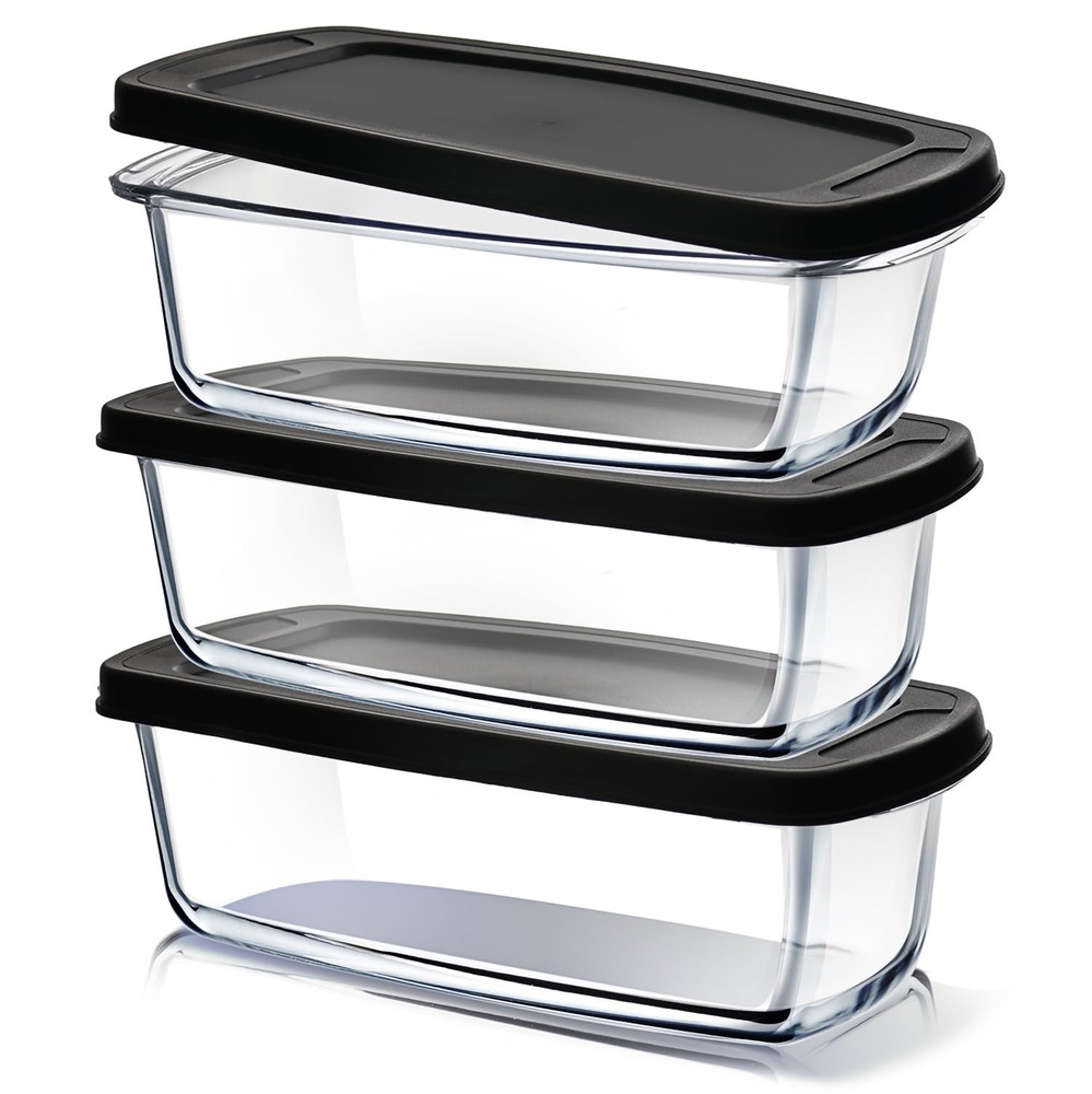 EATEX Glass Bread Pans for Homemade Bread Baking, 1.9 Quart Deep Rectangular ...