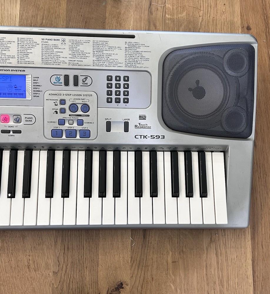 Casio CTK-593 Silver Electronic Keyboard TESTED WORKS GREAT