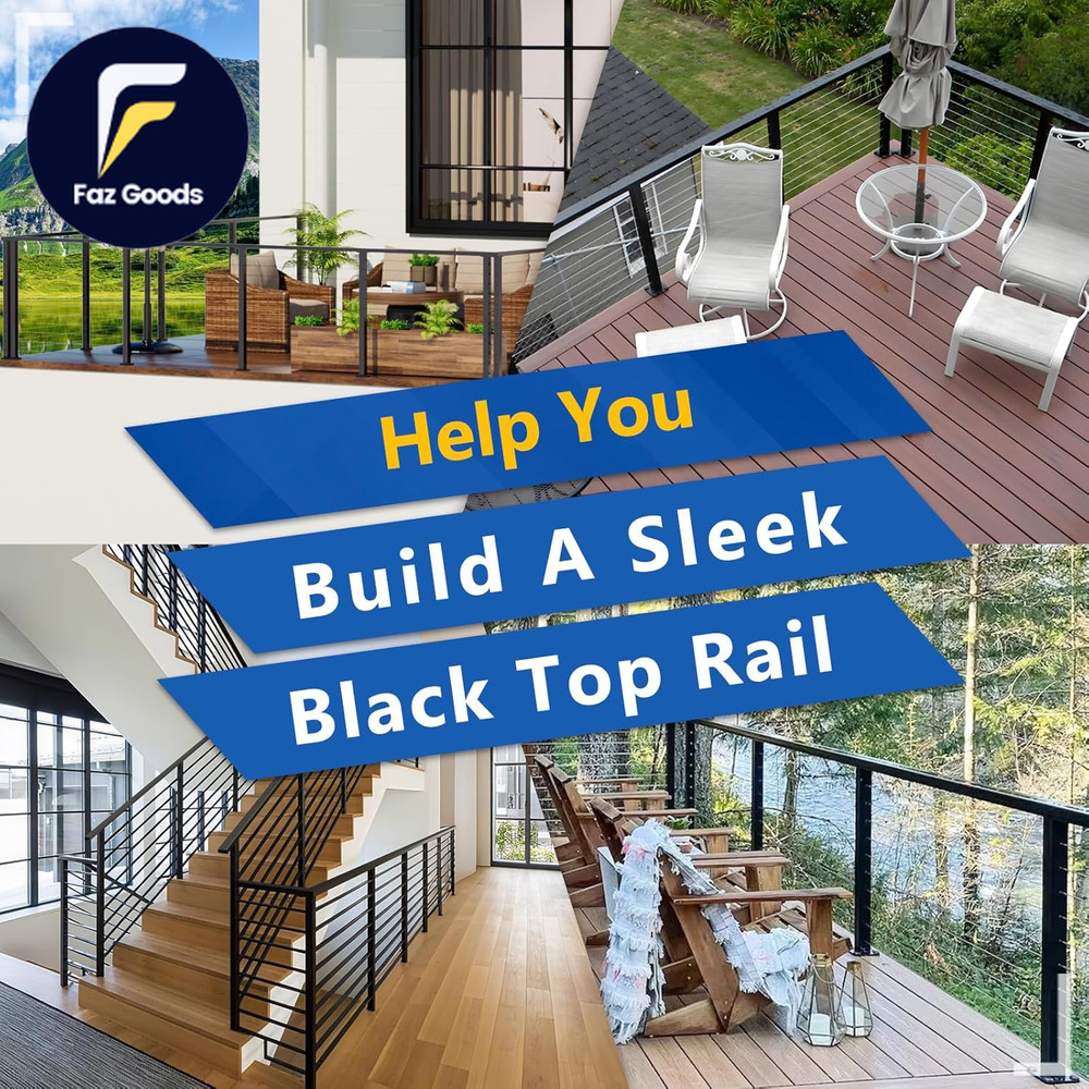 2Pack 10FT Stainless Steel T304 Black Handrail 2" W X 1" H Rectangular Cuttable