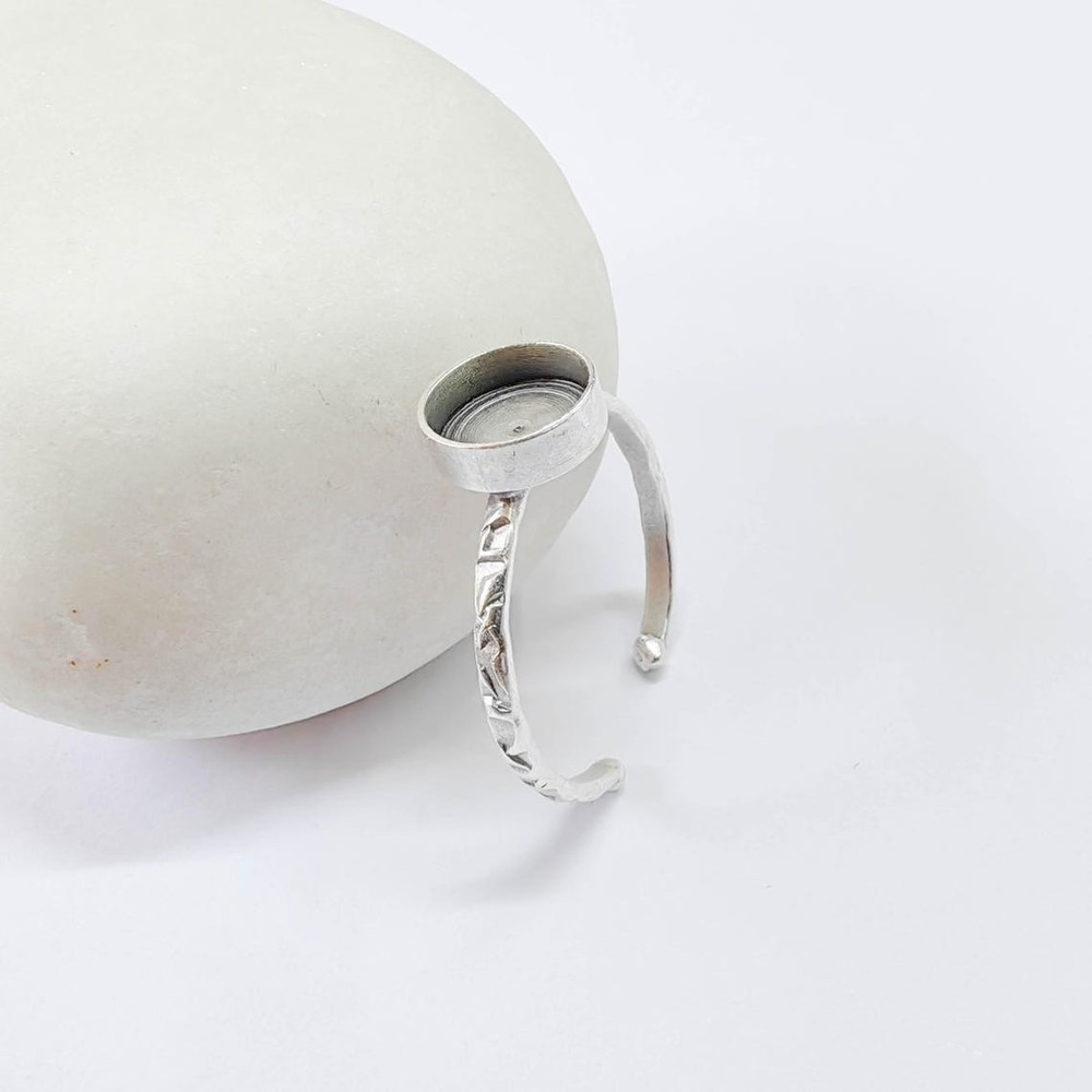Band Ring Blank Settings Cabochon Mounting Adjustable Antique Silver 8mm G37862