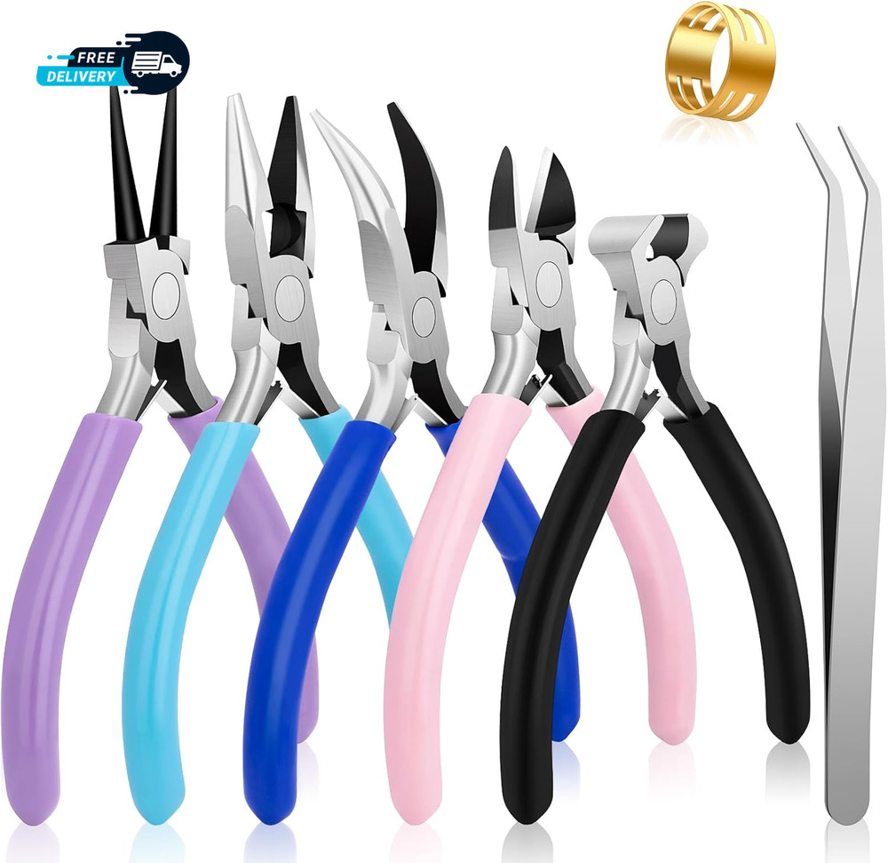 5  Pack Jewelry Pliers Tool Set  Includes Round Chain Bent