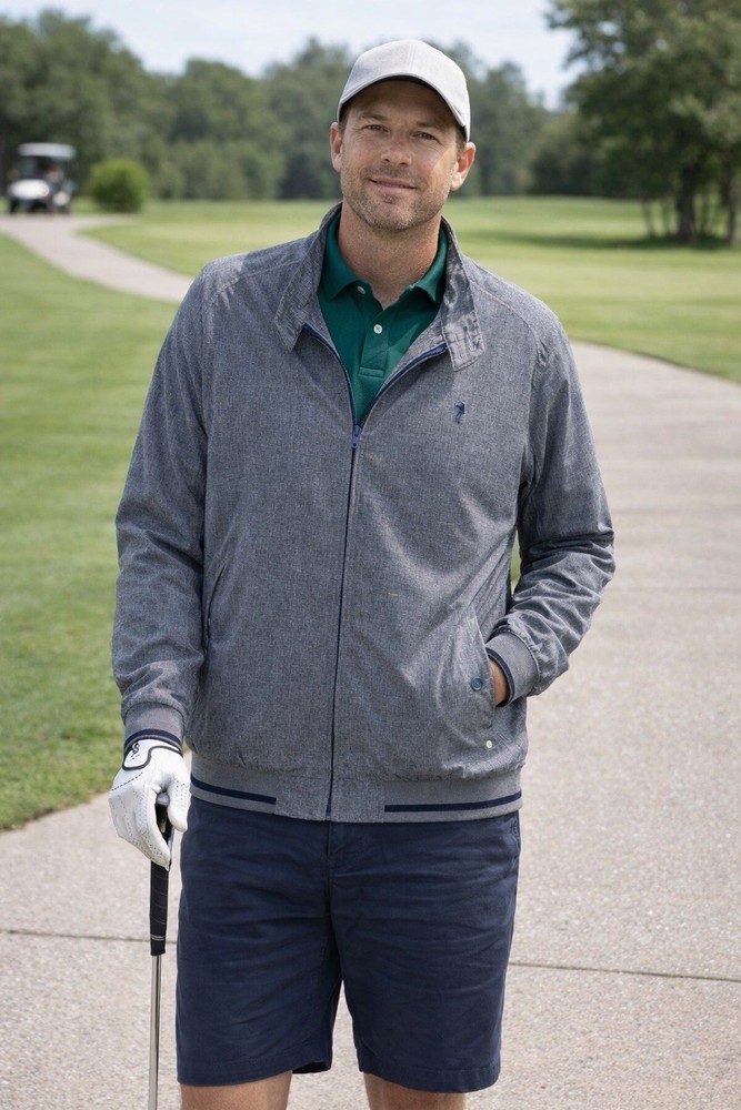William Murray Golf Harrington Jacket Mens Size Large Gray Full Zip Lined