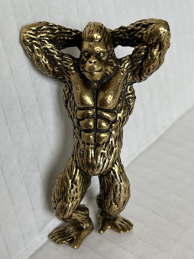 3” Solid Brass Posing Gorilla