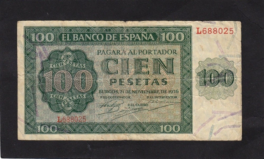 Spain 100 Pesetas 1936 P-101a VG+