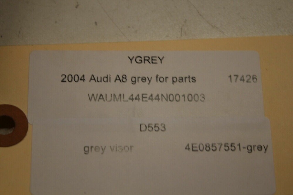 Audi A8 S8 Left Sun Visor Grey Visor OEM