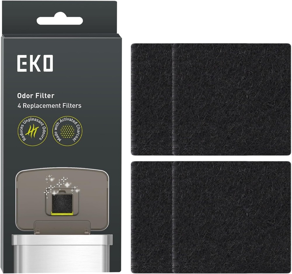 EKO Trash Can Odor Filter Refills for and Refill Pack, Black