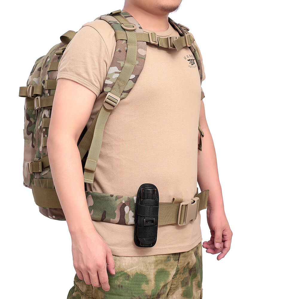 360° Rotatable Belt Flashlight Holder for Elastic Strap Tactical Molle Pack Bags