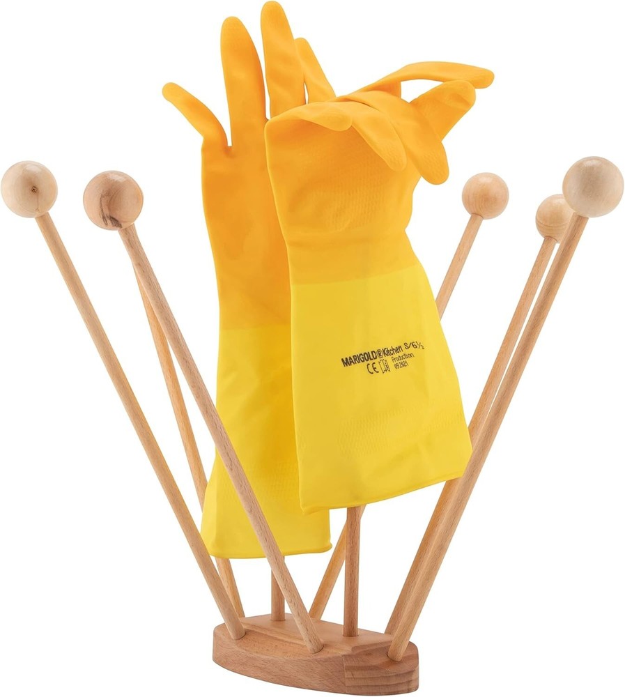 Beech Wood Plastic Bag Drying Rack Reusable Bag & Bottle Dryer w/ Sealer Clips