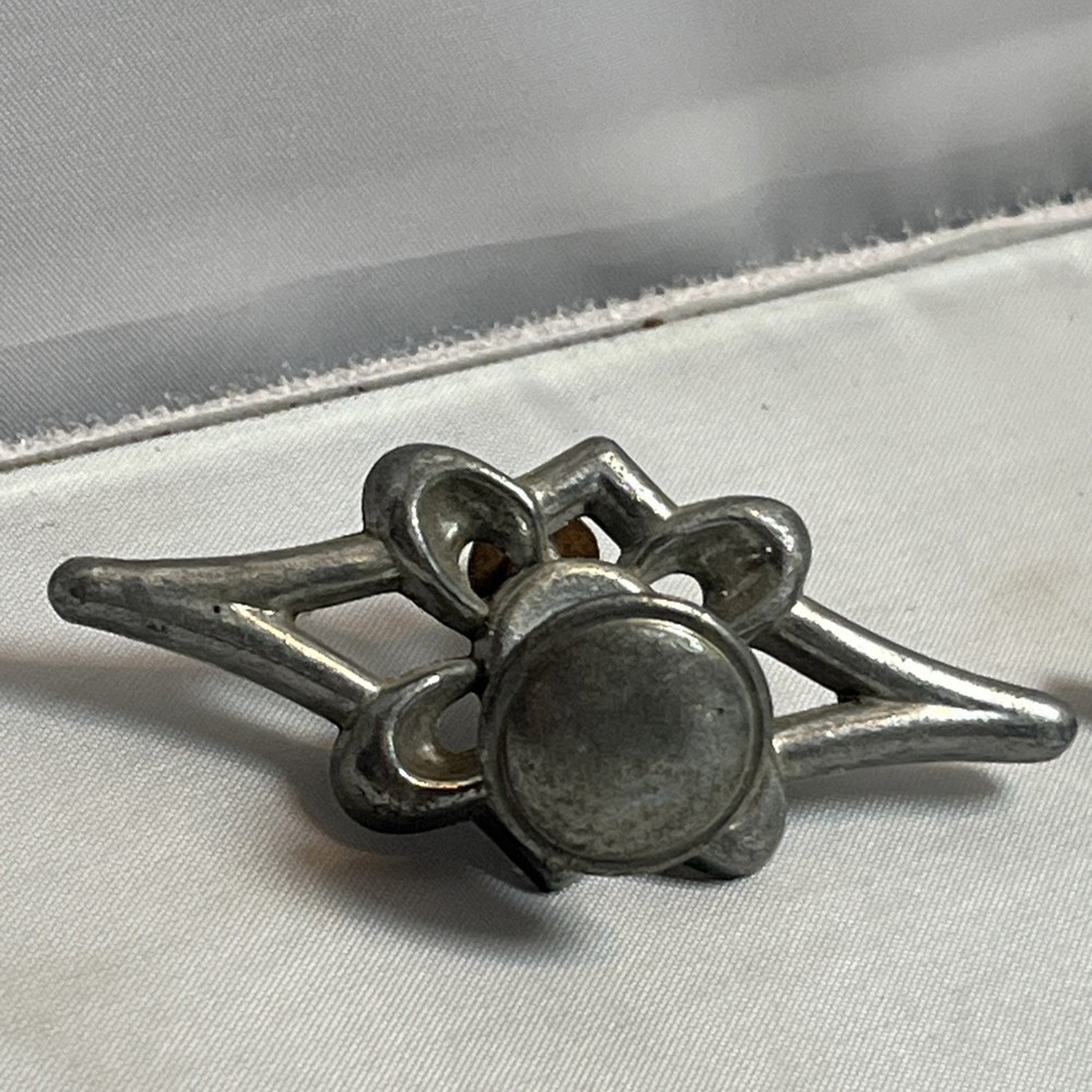 2 Mid Century Drawer Pulls MCM Silvertone