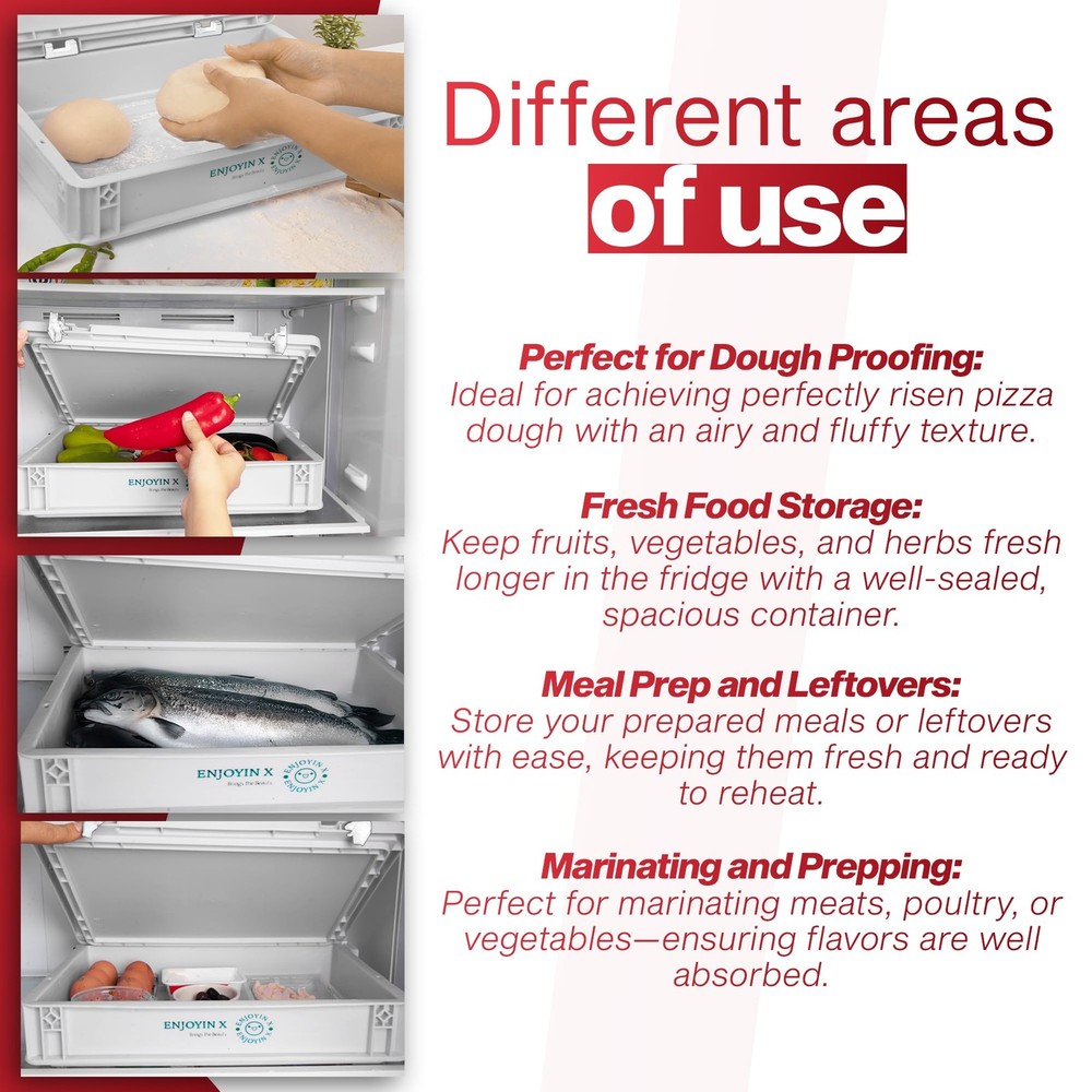 Pizza Dough Proofing Box with Lid - Includes Dough Whisk, Scraper & Dough Mat