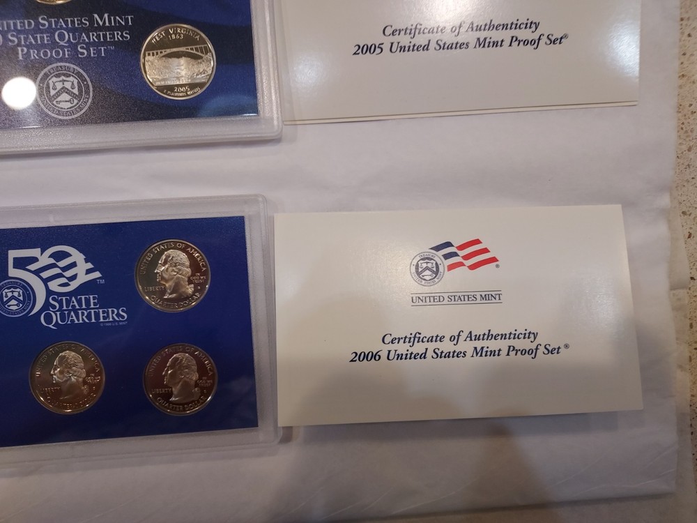 2005 And 2006 US Mint Proof Set Sets With COA 21 Coins Total