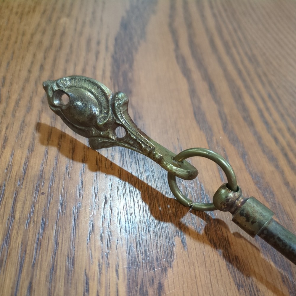 Large Vintage Brass Curtain Pull Back Hook. 16" Elegant Design.