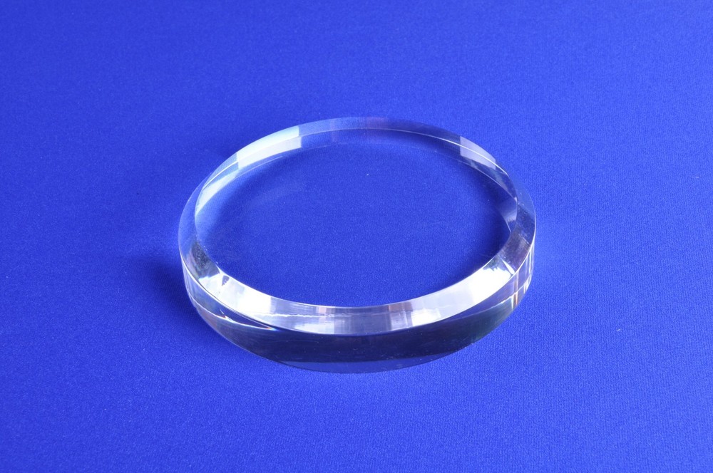 Clear Acrylic Round Beveled Display Base, 9" Diameter x 1" High