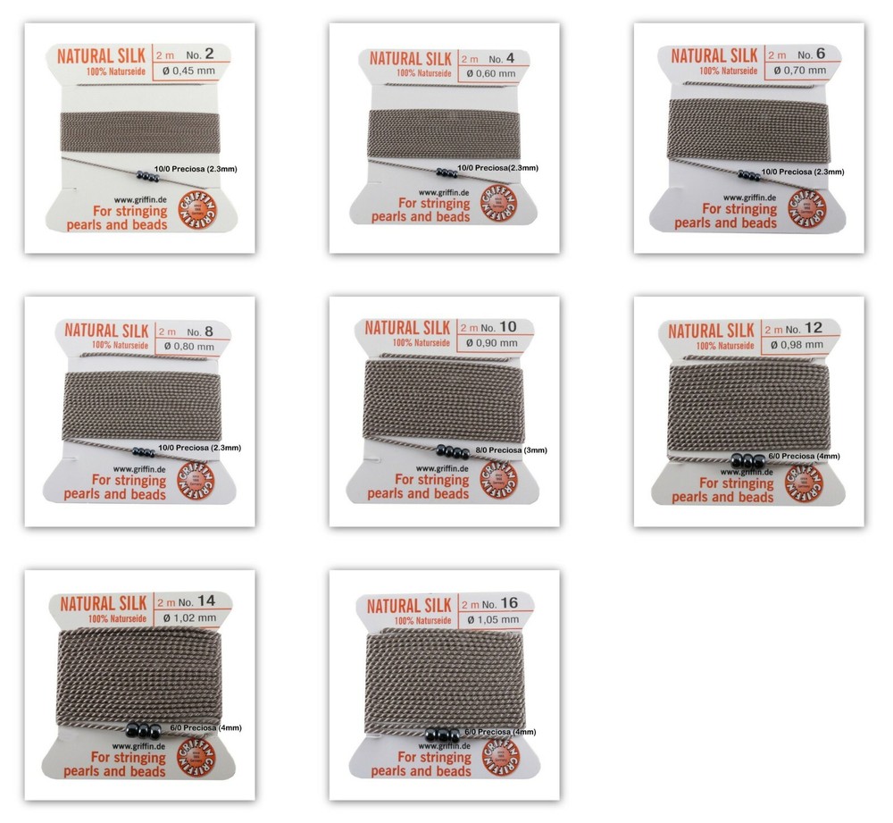 GRIFFIN 100% SILK CORD BEAD STRING THREAD #8-10-12-14-16