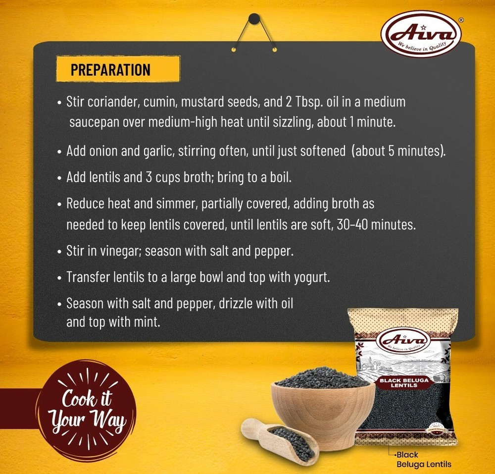 Aiva Black Beluga Beans 4 LB