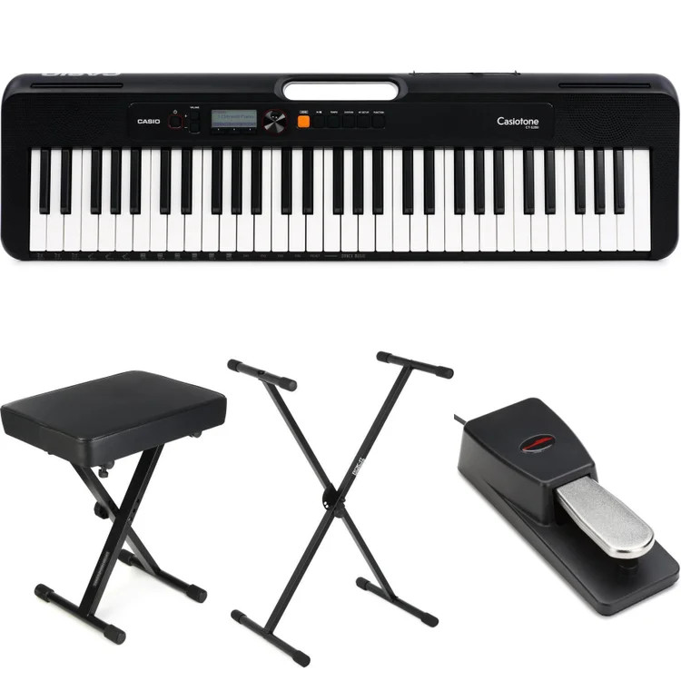 Casio Casiotone CT-S200 61-key Portable Arranger Keyboard Essentials Bundle-