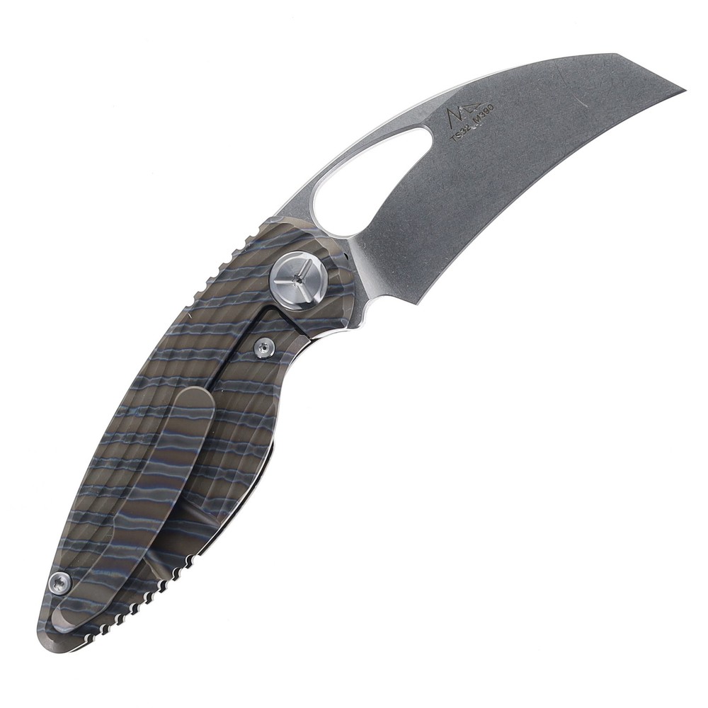 TwoSun Mini Folding Knife Fire Titanium Handle M390 Plain SW TS32-M390-Fire