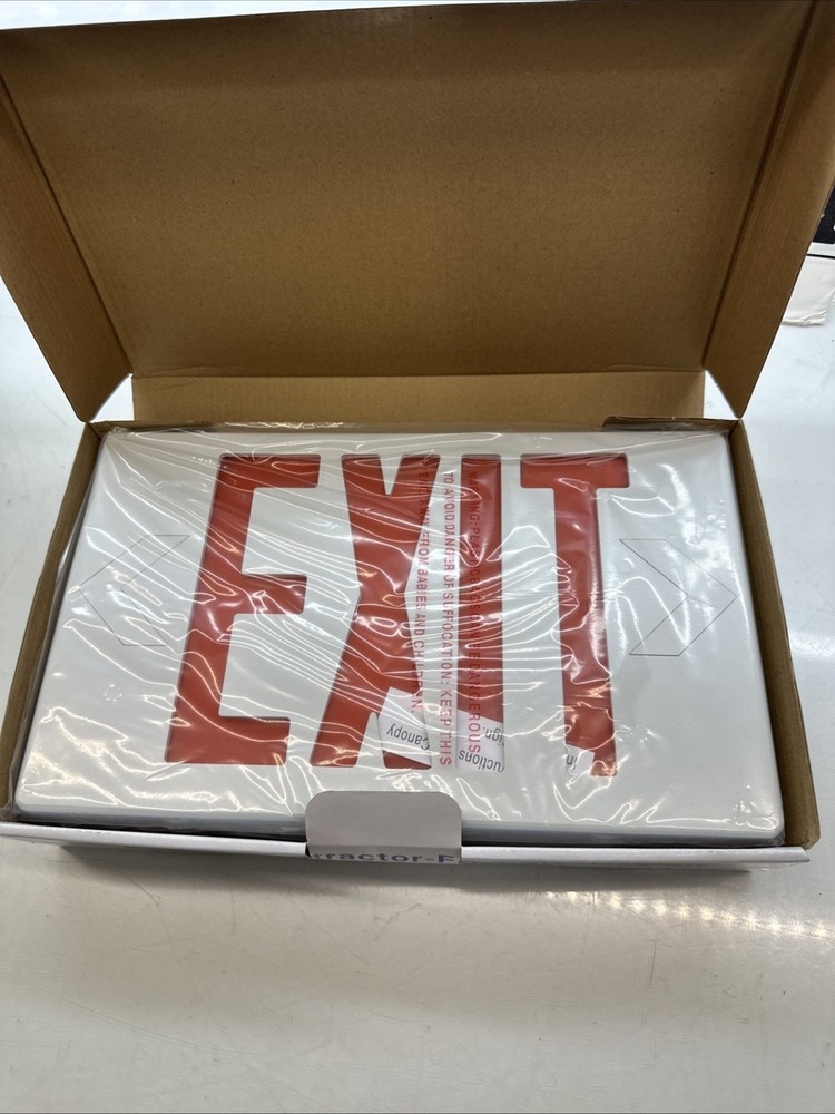 LED Emergency Exit Sign |Red Letters | Double-Sided Mountable| White Housing