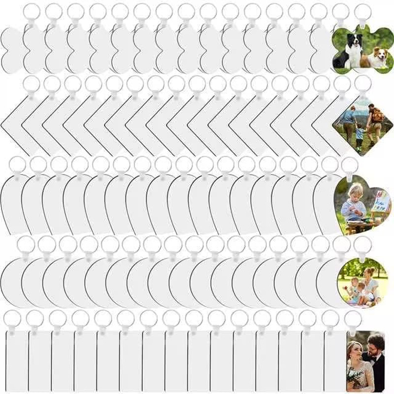 135 Pcs Sublimation Keychain Blanks Bulk Double Sided MDF Key Ring Set DIY