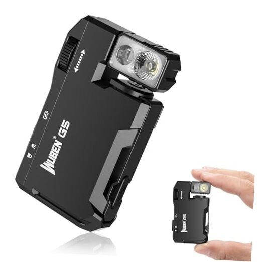 G5 Rechargeable EDC Flashlight, 400 Lumens Dual Light Sources Mini Black