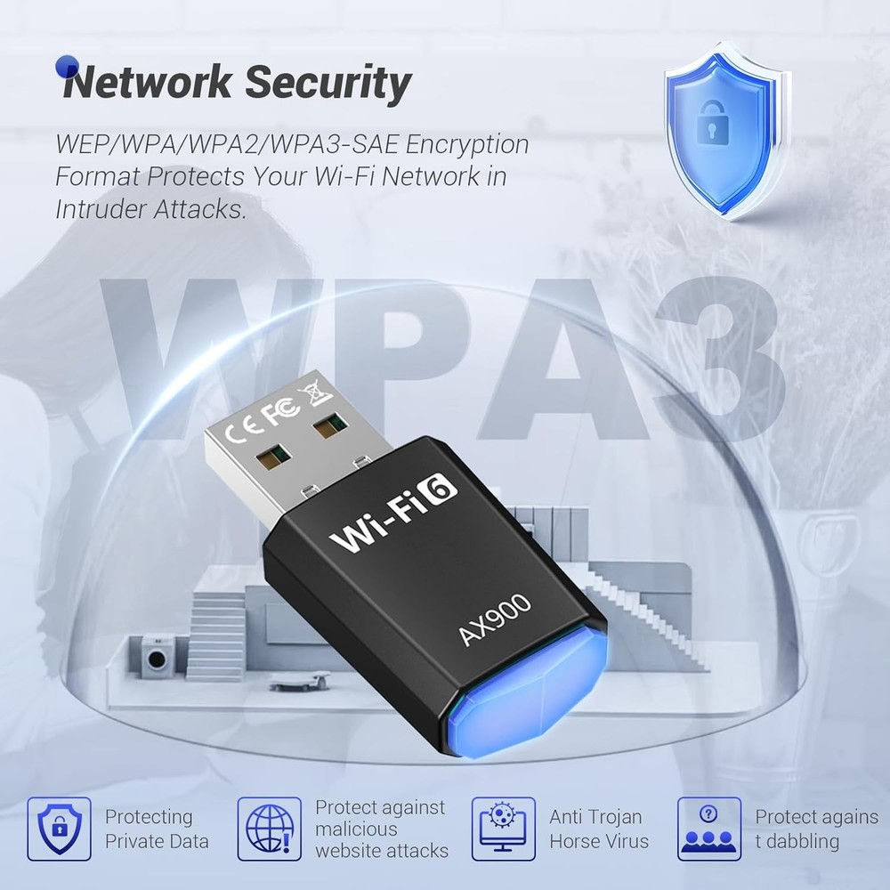 WiFi 6 USB Adapter AX900 Dual Band Desktop PC