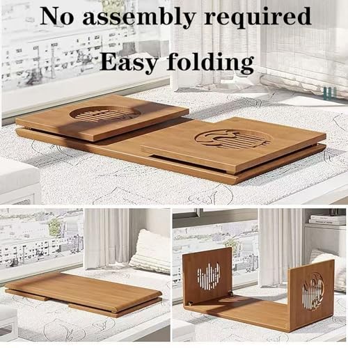 Foldable Japanese Floor Table 100% Solid Wood Folding Coffee Table, 80*37